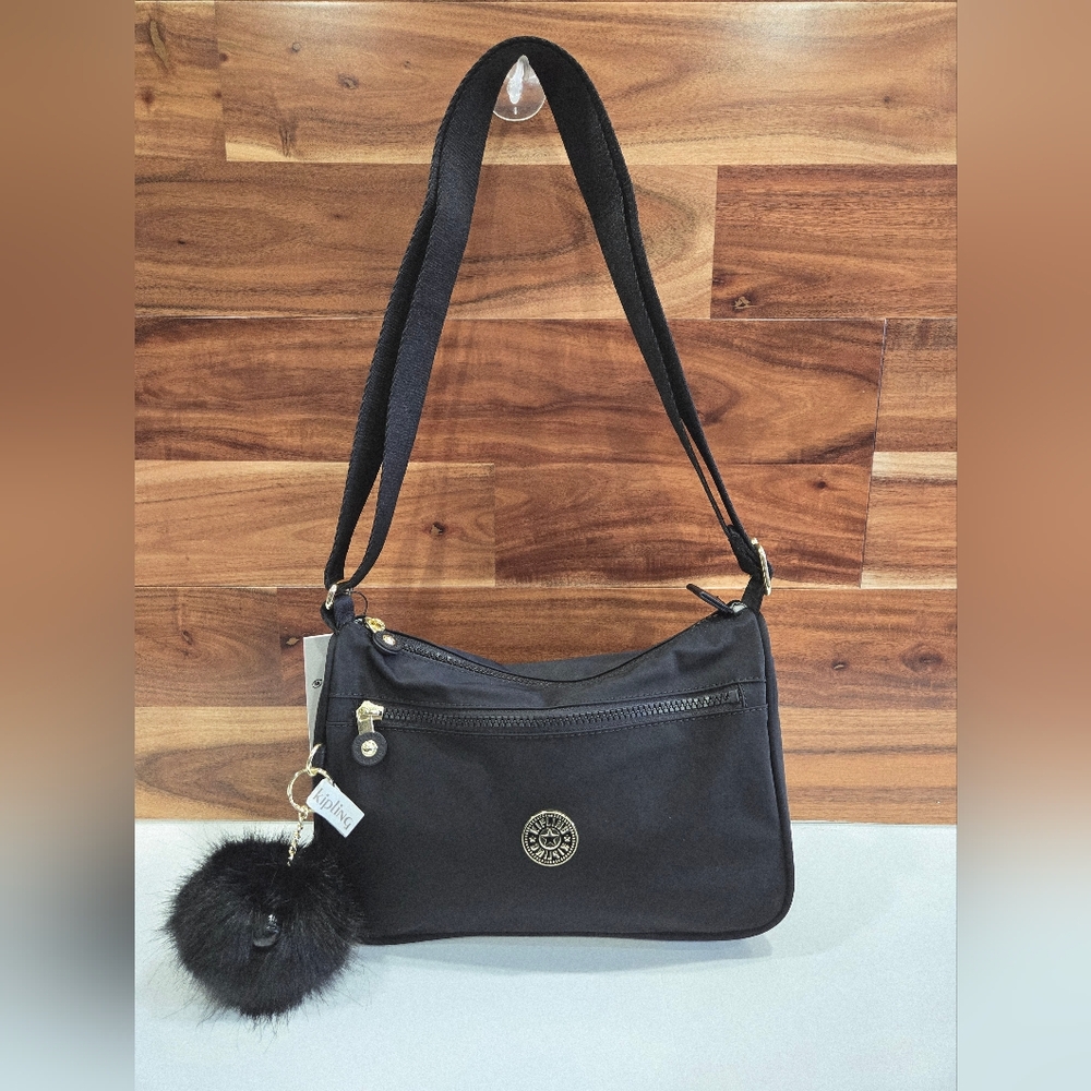KIPLING BAG Black Crossbody Bag with Gold Accents NEW callie